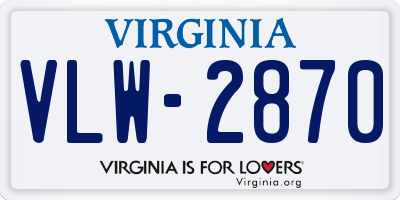 VA license plate VLW2870