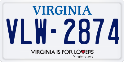 VA license plate VLW2874