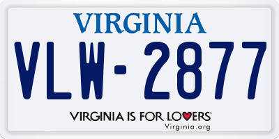 VA license plate VLW2877