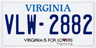 VA license plate VLW2882