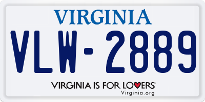 VA license plate VLW2889