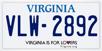 VA license plate VLW2892