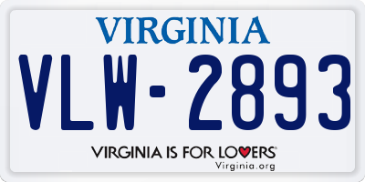 VA license plate VLW2893