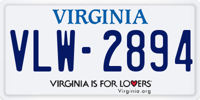 VA license plate VLW2894