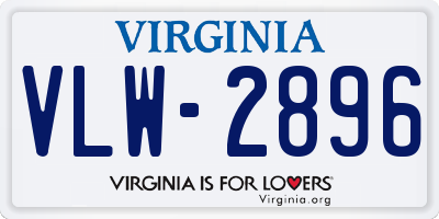 VA license plate VLW2896