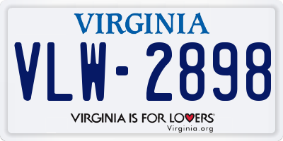 VA license plate VLW2898