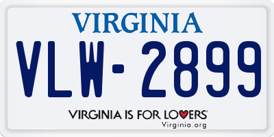 VA license plate VLW2899