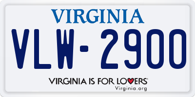 VA license plate VLW2900