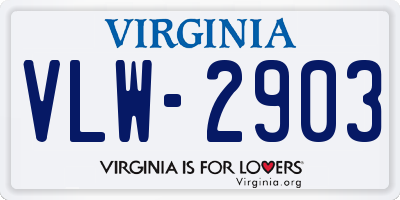 VA license plate VLW2903