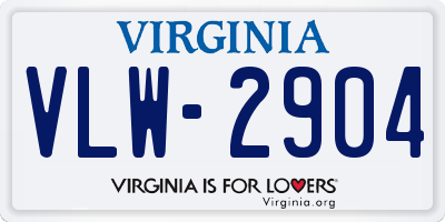 VA license plate VLW2904