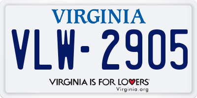 VA license plate VLW2905