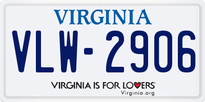 VA license plate VLW2906