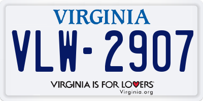 VA license plate VLW2907