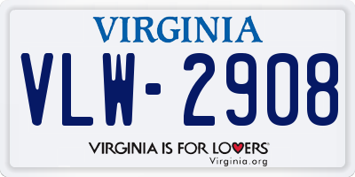 VA license plate VLW2908