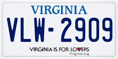 VA license plate VLW2909