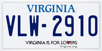 VA license plate VLW2910