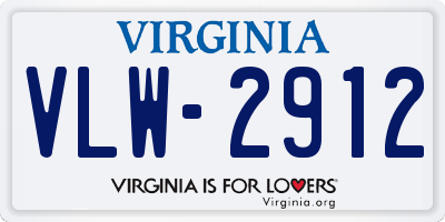 VA license plate VLW2912