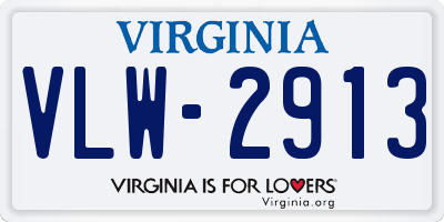 VA license plate VLW2913