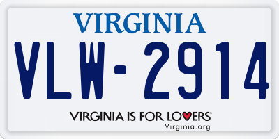 VA license plate VLW2914