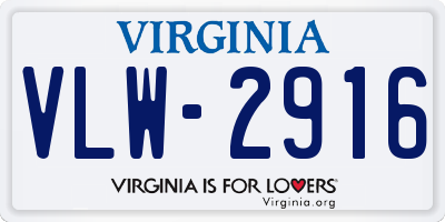 VA license plate VLW2916