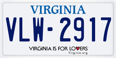 VA license plate VLW2917