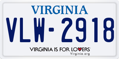 VA license plate VLW2918