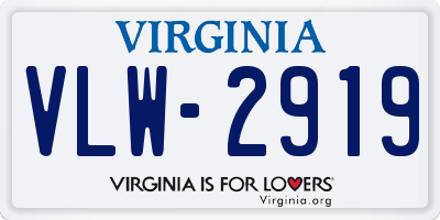 VA license plate VLW2919