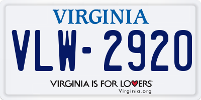 VA license plate VLW2920