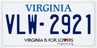 VA license plate VLW2921