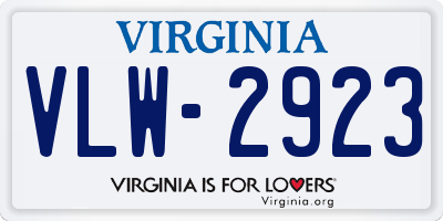 VA license plate VLW2923