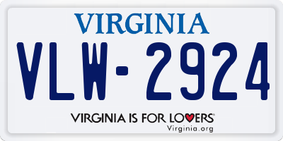 VA license plate VLW2924