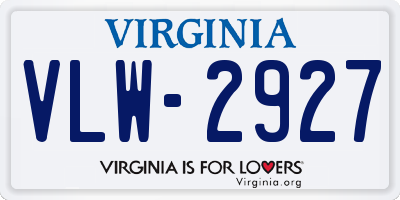 VA license plate VLW2927