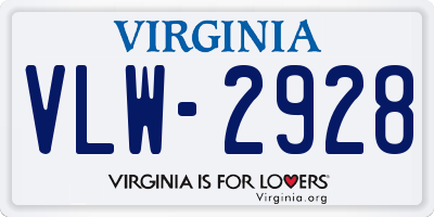 VA license plate VLW2928