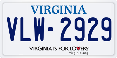 VA license plate VLW2929