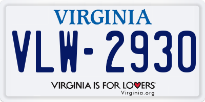 VA license plate VLW2930