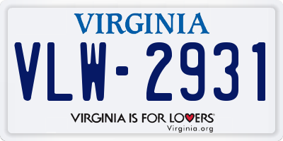 VA license plate VLW2931