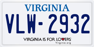 VA license plate VLW2932