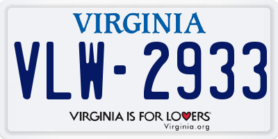 VA license plate VLW2933