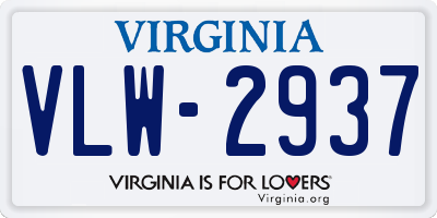 VA license plate VLW2937