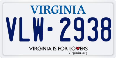 VA license plate VLW2938