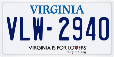 VA license plate VLW2940