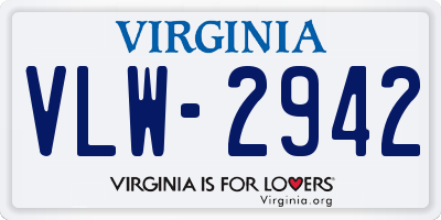 VA license plate VLW2942