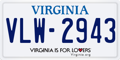 VA license plate VLW2943