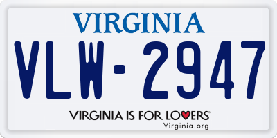 VA license plate VLW2947