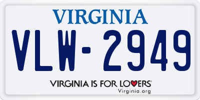 VA license plate VLW2949