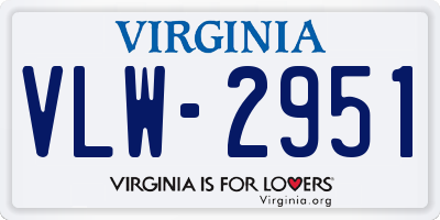 VA license plate VLW2951