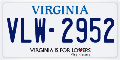 VA license plate VLW2952