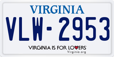 VA license plate VLW2953