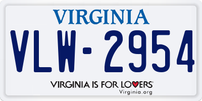 VA license plate VLW2954