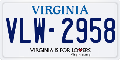 VA license plate VLW2958